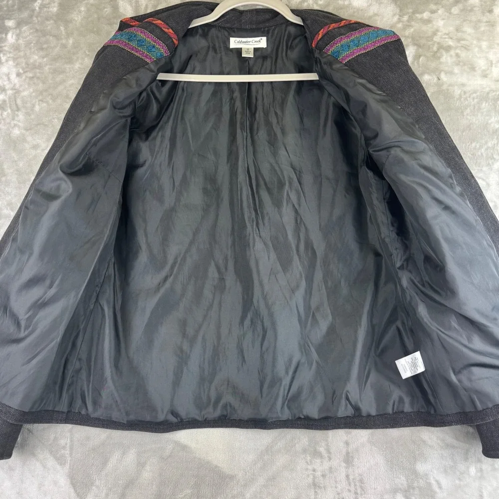 Coldwater Creek Beaded Boho Jacket Women's‎ 12 Black Open Blazer 90s Funky(1348) - Picture 5 of 13